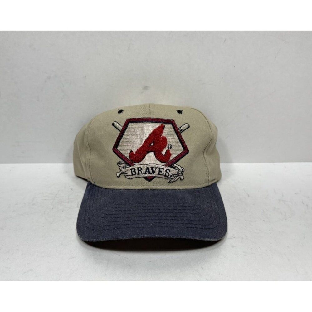 Vtg 1990s Starter MLB Atlanta Braves Paisley UnderBrim Letterman A Snapback Hat